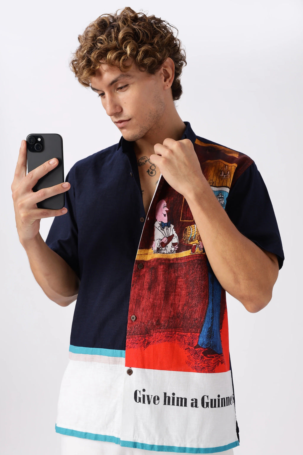 Lenzy Men's Premium Artistic Graphic Print Half Sleeve Cuban Collar Resort Shirt, Luxury Statement Casual Shirt, Vacation Beach Shirt, Oversized Summer Fashion Shirt, Designer Printed Shirt